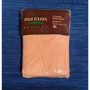 Vintage Mervyn's High Sierra 2 Flannel 100% Cotton Pillowcases NEW Peach Cream